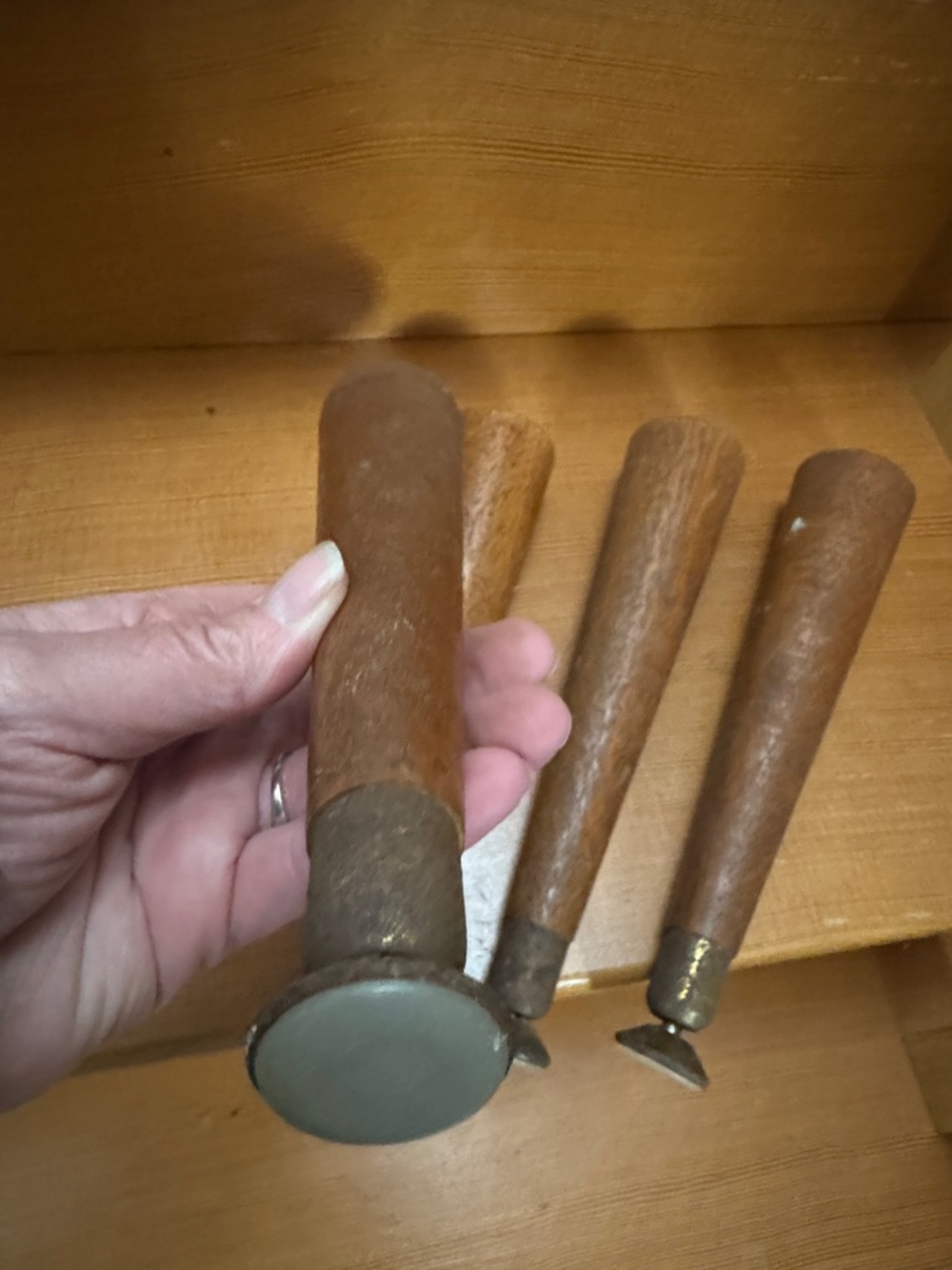 Set of 4 Mid Century wood/metal table legs for furniture DIY projects or replace - Picture 2 of 4
